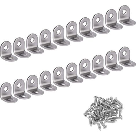 Angle Droit Support Inox 90 Degrés Support De Coin support d'angle en forme de L Fixation Équerre Livré Avec Vis Argent 20 Pièces 20 20 16mm (1/5)