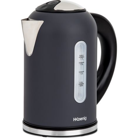 HKoenig BOE52 Hervidor de Agua Eléctrico Pequeño, 2200 W, Capacidad de 1.7 L, Base 360º, Temperatura hasta 100º en Tiempo Récord (1/5)