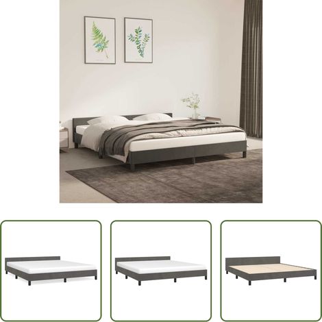 Cadre de lit - Cadre de lit sans matelas gris foncé 180x200 cm velours (1/5)