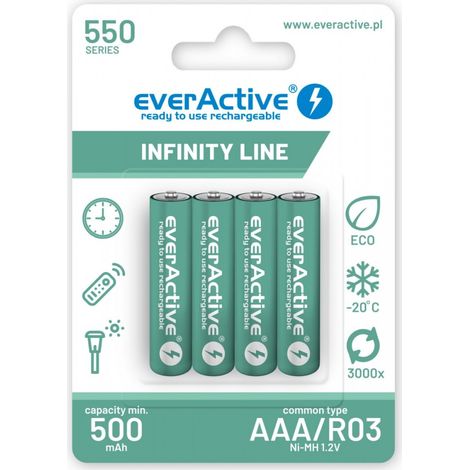 Rechargeable batteries everActive Ni-MH R03 AAA 550 mAh Infinity Line (1/2)