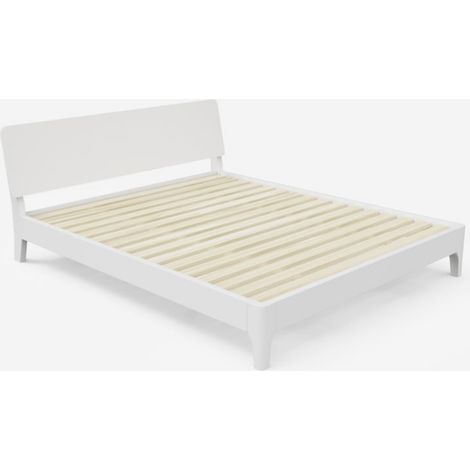 Letto matrimoniale 160x200cm design moderno in legno doghe testata Linz King - Bianco (1/5)