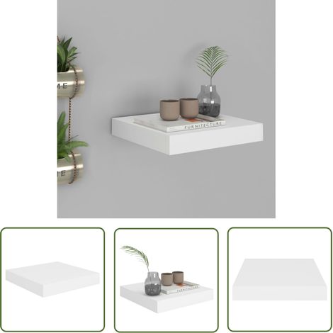 The Living Store Schweberegal Weiß 23x23,5x3,8 cm MDF - Schweberegal - Wandregal - Regal Weiß - Regal Mit Montage - Minimalistisches Regal (1/5)