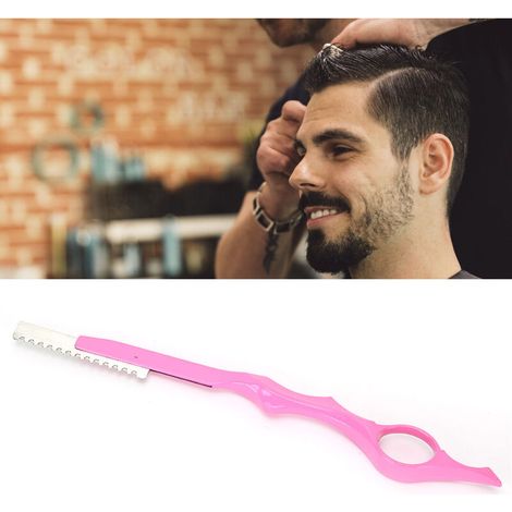 Tragbares Effiliermesser aus rosafarbenem Edelstahl – Werkzeug zum Glätten und Verfeinern der Haare (1/5)