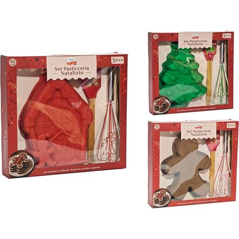 Trade Shop - Sistema De Pastelería De Navidad De 3 Piezas Con Molde De Silicona Spátula Steel Batique - (1/3)