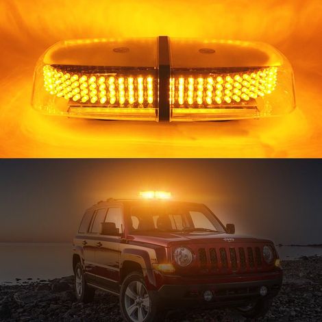 Orangefarbene LED-Blitzleuchte mit 240 LEDs, magnetischem Blinklicht und 7 Blinkmodi zur Verwendung als Warnleuchte im Außenbereich (1/5)