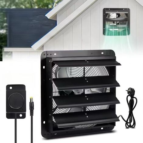 Ventilateur d'extraction à persiennes,48 ​cm,contrôle intelligent de l'humidité, adapté à la ventilation des greniers,des serres et des poulaillers. (1/5)