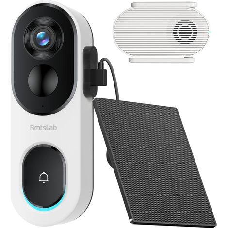Sonnette sans Fil Exterieur Etanche 2K avec Panneau Solaire Sonnette Vidéo Alimentation Continue Vue Tête-Pieds 1:1 Audio Bidirectionnel Détection Humaine WiFi 2,4 GHz (1/5)