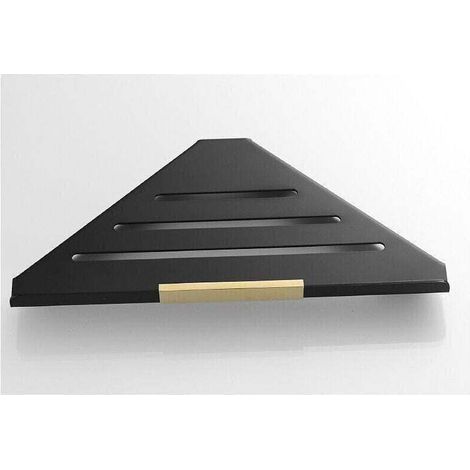 Panier de douche triangulaire en acier inoxydable pour salle de bain noire Étagère de douche d'angle de poinçonnage gratuit (1/4)
