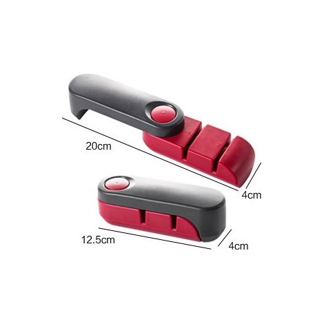 Affûteur de lames en acier compact - Affûteur de couteaux de cuisine compact - Gris et rouge (1/4)