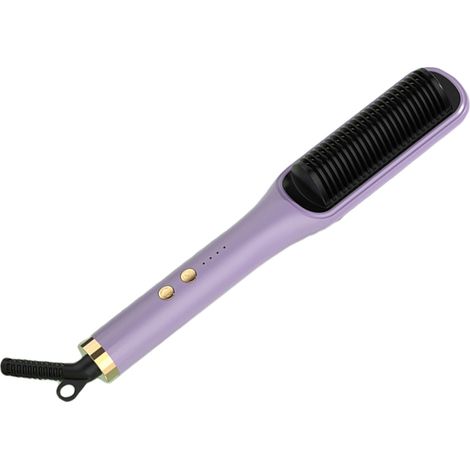 Peigne lisseur à cheveux avec thermostat intelligent et ion négatif, brosse lissante et fer à friser double usage, prise US 220 V (1/5)