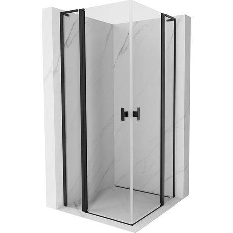 Mexen Mist L Duo Duschkabine schwenkbar 100 x 100 cm, transparent, schwarz - 8A4L-100-100-70-00 (1/5)