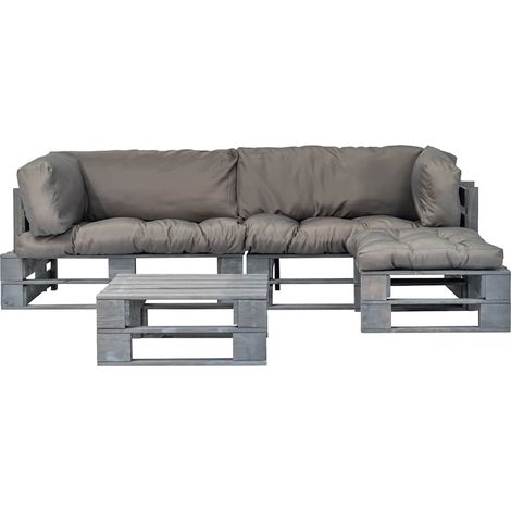 Maison Exclusive - 4-tlg. Outdoor-Lounge-Set Paletten mit Kissen (1/5)