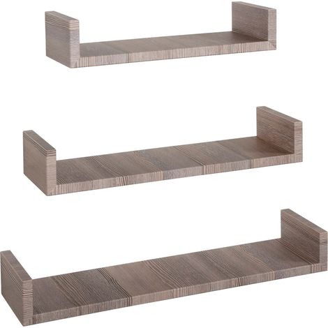 Set di 3 Mensole da Muro, Mensole Muro Design, Mensola da Parete, Rovere Moka, 60x8 p15,5 cm, 50x8 p15,5 cm e 40x8 p15,5 cm - Calamita (1/5)