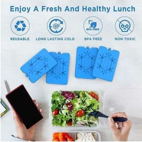 Glaçons pour sacs isothermes ou boîtes à lunch isothermes, blocs réfrigérants ultra-minces réutilisables pour garder les aliments frais, 8 pièces par paquet. (1/5)