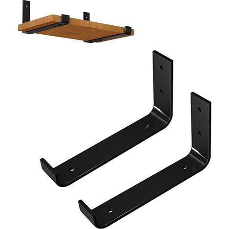 Set of 2 Heavy-Duty Industrial Wall-Mounted Brackets for Floating Shelves, Rustic Industrial Corner Supports for Shelves (15cm) (1/5)