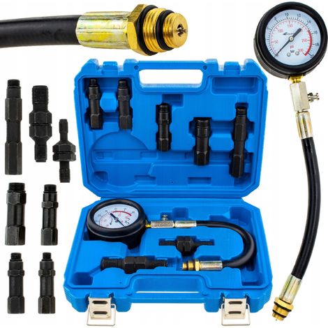 Kompressionsdruck-Tester Benzin 0-20 bar Motorrad 8-teilig (1/5)