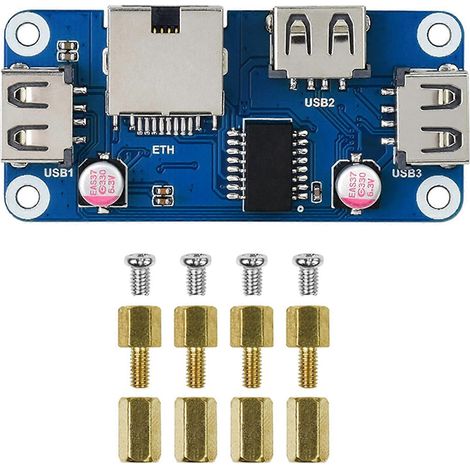 HAT USB-Hub PoE für Raspberry Pi, 3 USB 2.0-Anschlüsse + RJ45-Ethernet-Anschluss, PoE/ETH-Erweiterungsplatine, Modell B