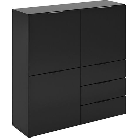 Meuble de rangement contemporain 100 cm noir satiné Beja (1/5)