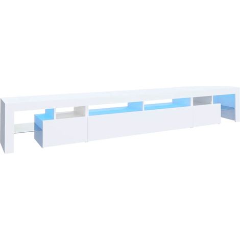 Meuble TV avec LED RVB Rangement pour Salon en Bois d'Ingénierie Blanc 260 x 36,5 x 40 cm (1/5)