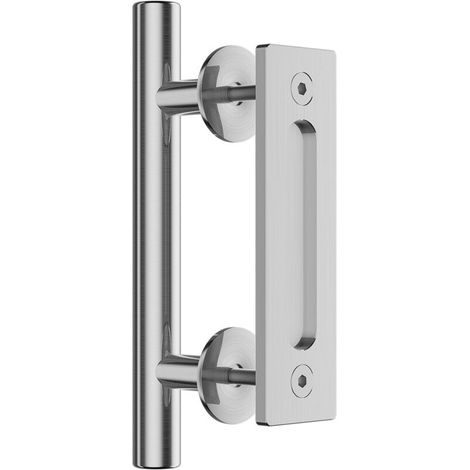 Maniglia scorrevole a doppia faccia in acciaio inox per porte da fienile, ideale per cancelli, garage, casette da giardino e mobili.