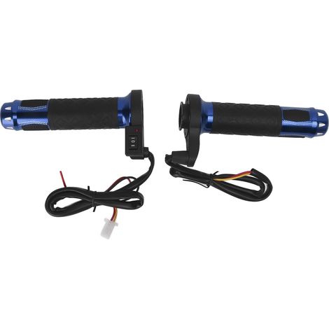 Poignées chauffantes électriques 2 pièces 22mm/0,87in, alliage aluminium, antidérapantes pour moto scooter, 12V-14V, bleu, confort hiver (1/5)