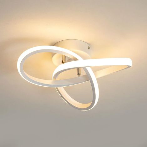Plafonnier LED Moderne, Plafonnier à géométrie Ronde, lustre Chic 3000K pour couloir, salon, chambre à coucher 18W 24CM-Blanc (1/5)