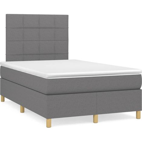Sommier à lattes de lit matelas LED gris foncé 120x190 tissu (1/5)