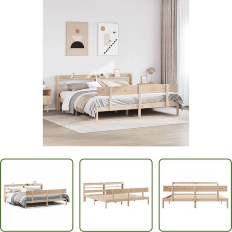 vidaXL Étagères de rangement -  Cadre de lit sans matelas 200x200 cm bois massif de pin (1/5)