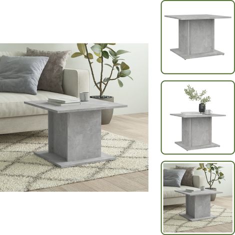Table basse gris béton 55,5x55,5x40 cm bois d'ingénierie - Table Basse - Meuble Salon - Table D'appoint - Table Ronde - Design Moderne (1/5)