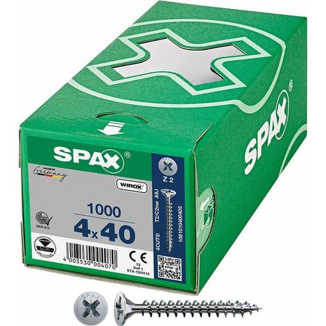 Caja 1000 unid. tornillo universal cabeza plana wirox 4x40mm z2