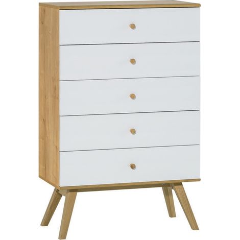 CALICOSY - Commode 5 tiroirs L75 cm - NATURE (1/4)