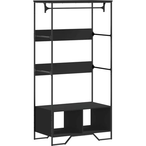 Armadio nero portaoggetti compatto dal design moderno 90 x 50 x 180 cm in legno ingegnerizzato nero 020049583