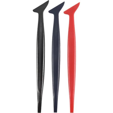 Kit d'outils 3 en 1 pour la pose de films adhésifs et de stickers sur véhicules : micro-raclettes flexibles et incurvées de différentes duretés. (1/5)