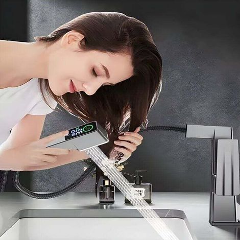 High Quality 720° Swivel Copper Alloy Bathroom Sink Faucet, Dual Hot and Cold Water Control with Digital Display, Stylish and Durable Design MUMU (1/4)