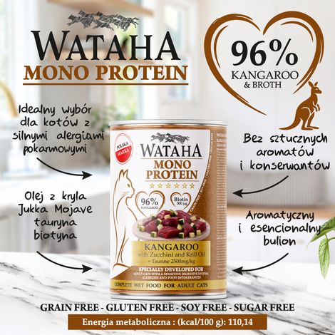 Wataha adulte CAT mono 96% kangourou avec courgettes 400G (1/2)