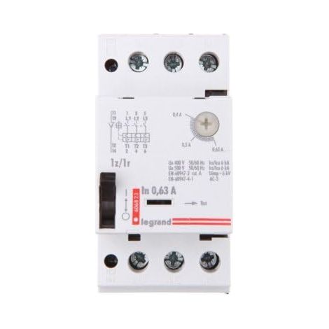 INTERRUPTEUR MOTEUR 3P 0,12 KW 0,4-0,63 A M 250 1R/1Z 0,63 606823 LEGRAND 3245066068237