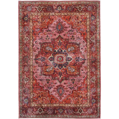 1 tapis, 120x180 cm, rectangulaire, poil ras, imprimé, lavable machine, salon chambre cuisine (1/2)