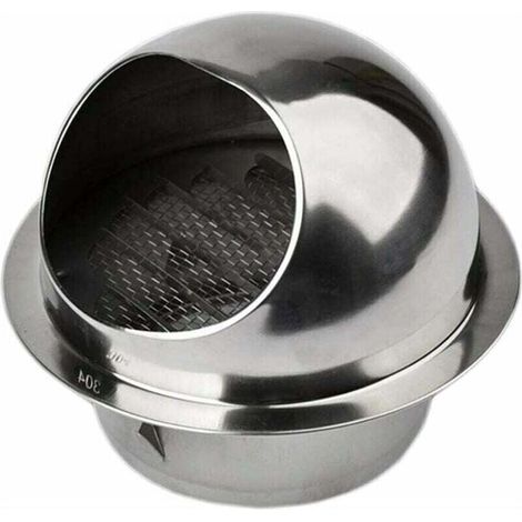 Aérateur Rond en Acier Inoxydable avec Grille - Sortie d'Évacuation Mural pour Ventilation, 100mm (1/4)