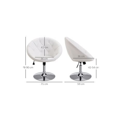 Tabouret de travail noir et blanc en acier chromé avec assise PU réglable en hauteur et pivotante pour bureau atelier et garage (1/5)