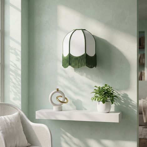 Aplique de Pared Blanco con Flecos Verdes  Serie IRIS II (1/5)