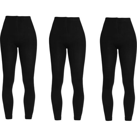 Pack 3 Leggings negros opacos con interior de felpa 380 Den Talla Única (1/3)