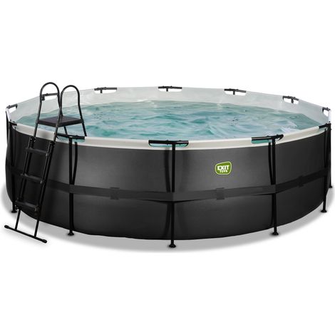 EXIT Black Leather Pool ø488x122cm mit Sandfilterpumpe - schwarz
