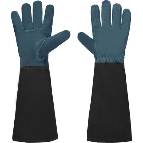 Gardening Gloves (Unisex) — Puncture-Resistant Cowhide Material, Ideal for Pruning Roses and Blackberries, Features Extended Arm Protection