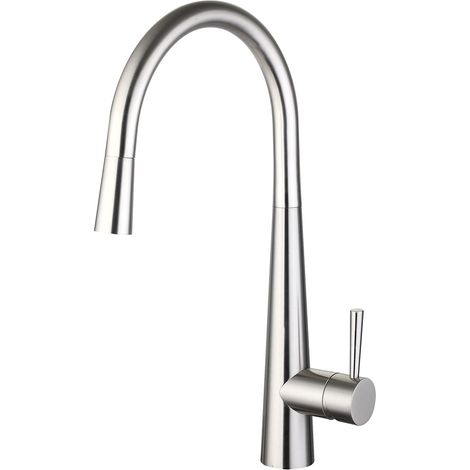 Contemporary Pull Out Kitchen Mixer Tap, Brushed Nickel