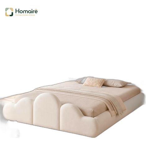 Bettgestell Velours beige en Beige 216 x 151 x 88 cm HOMAIRE (1/5)