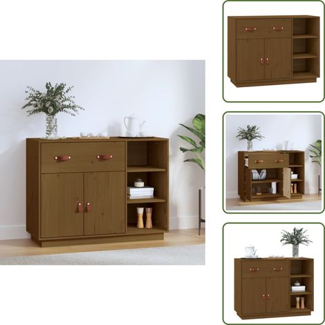 Buffet Marron miel 98,5x40x75 cm Bois massif de pin - Buffet - Meuble De Rangement - Commode - Bois Massif - Pin (1/5)