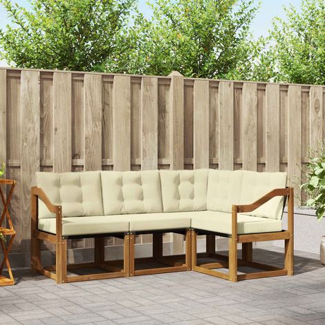 Outdoor-Sofagarnitur mit Kissen 4 pcs Natur und Creme (1/5)