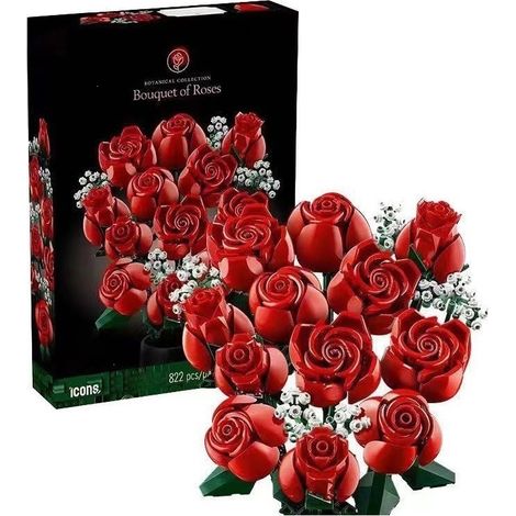 Bouquet de roses artificielles rouges – 12 roses à longue tige avec 4 brins de gypsophile – Fleurs décoratives pour maison, mariage, Noël et événements (1/5)