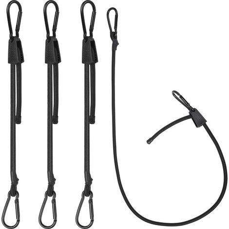 4x Spanngummi mit Haken 100cm, verstellbar, Karabiner, Schwarz
