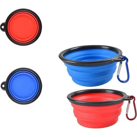 Set mit 2 tragbaren Hundenäpfen, faltbaren Hundenäpfen, Reisenäpfen für Hunde und Katzen, kleinen Silikonnäpfen für Katzen und Hunde, ideal zum Wandern (1/5)
